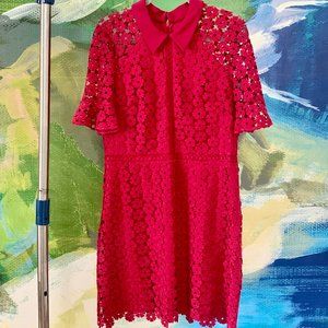 Shoshanna Collared Red Lace Dress Size 12